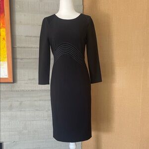 Black Long-Sleeve Sheath Dress - Classic Elegant Style